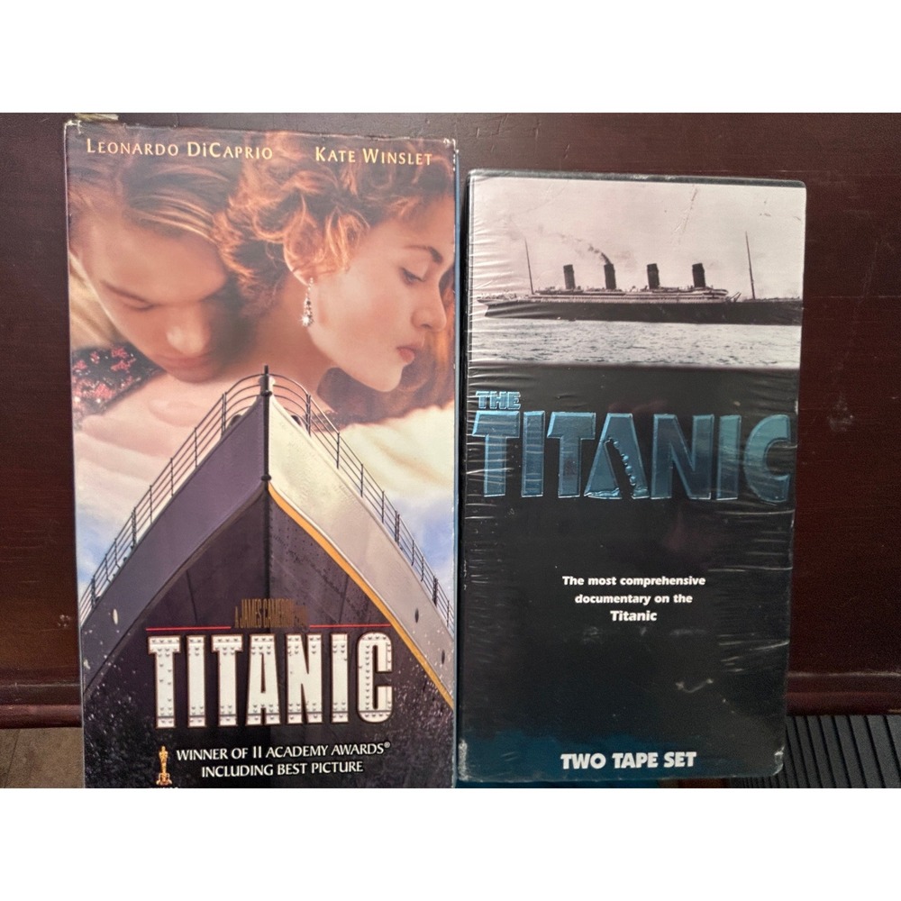 Titanic VHS Lot James Cameron 1997 Movie & Sealed 2-Tape Documentary Set 4339